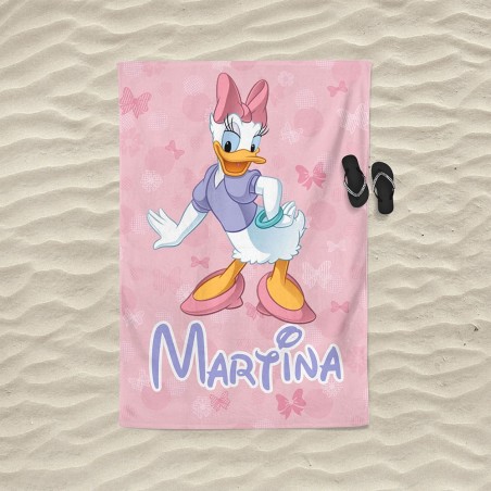 Telo mare personalizzato con nome paperina Cartoon