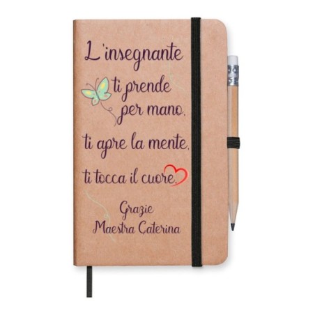 Block notes personalizzato l'insegnante ti prende per mano ti apre la mente ti tocca cuore grazie maestra Per insegnanti