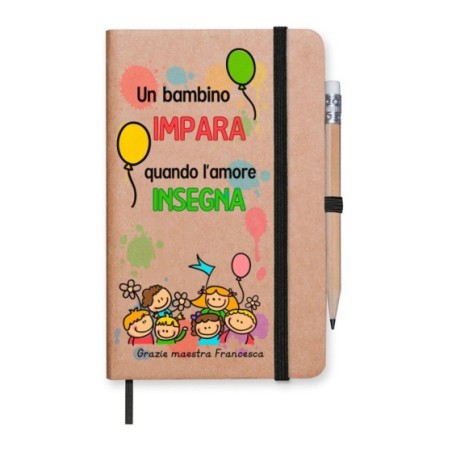 Block notes personalizzato con nome un bambino impara quando l’amore insegna grazie maestra Per insegnanti