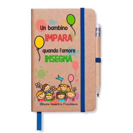 Block notes personalizzato con nome un bambino impara quando l’amore insegna grazie maestra Per insegnanti