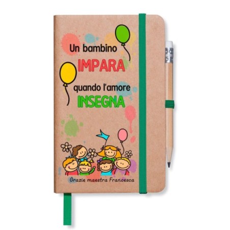 Block notes personalizzato con nome un bambino impara quando l’amore insegna grazie maestra Per insegnanti