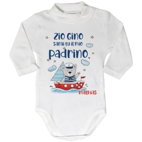 Body lupetto neonato personalizzato  nome e orsetto sulla...