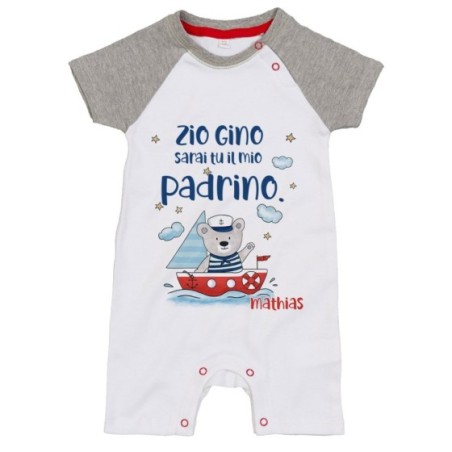 Pagliaccetto neonato personalizzato  nome e orsetto sulla...