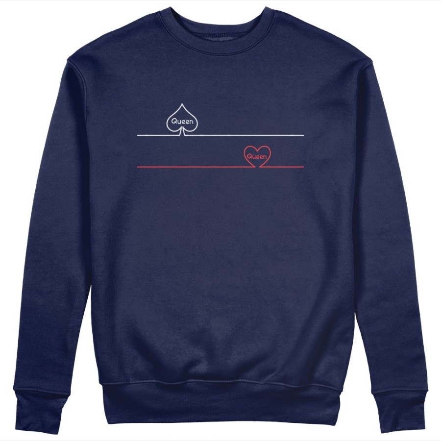 Felpa donna personalizzabile con nome queen picche e cuori Love
