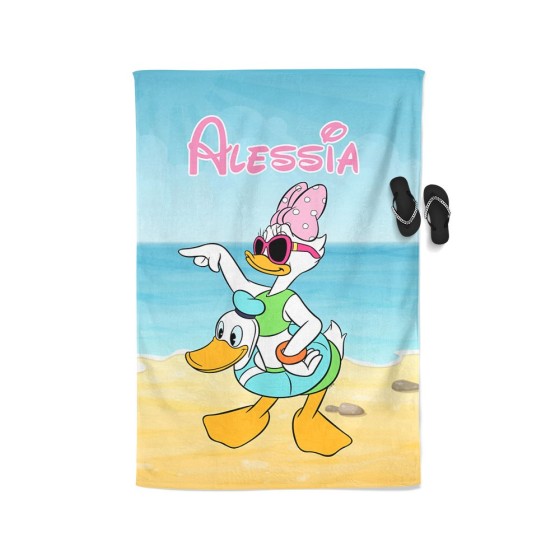 Telo mare personalizzato con nome paperina con salvagente Cartoon