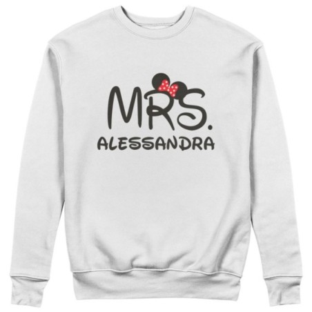 Felpa donna personalizzabile con nome mrs con orecchie Love