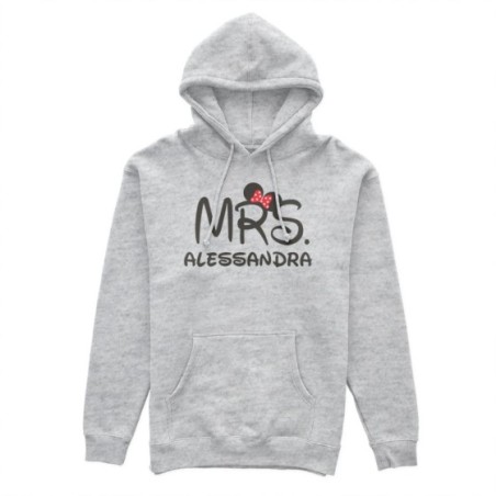 Felpa donna personalizzabile con nome mrs con orecchie Love