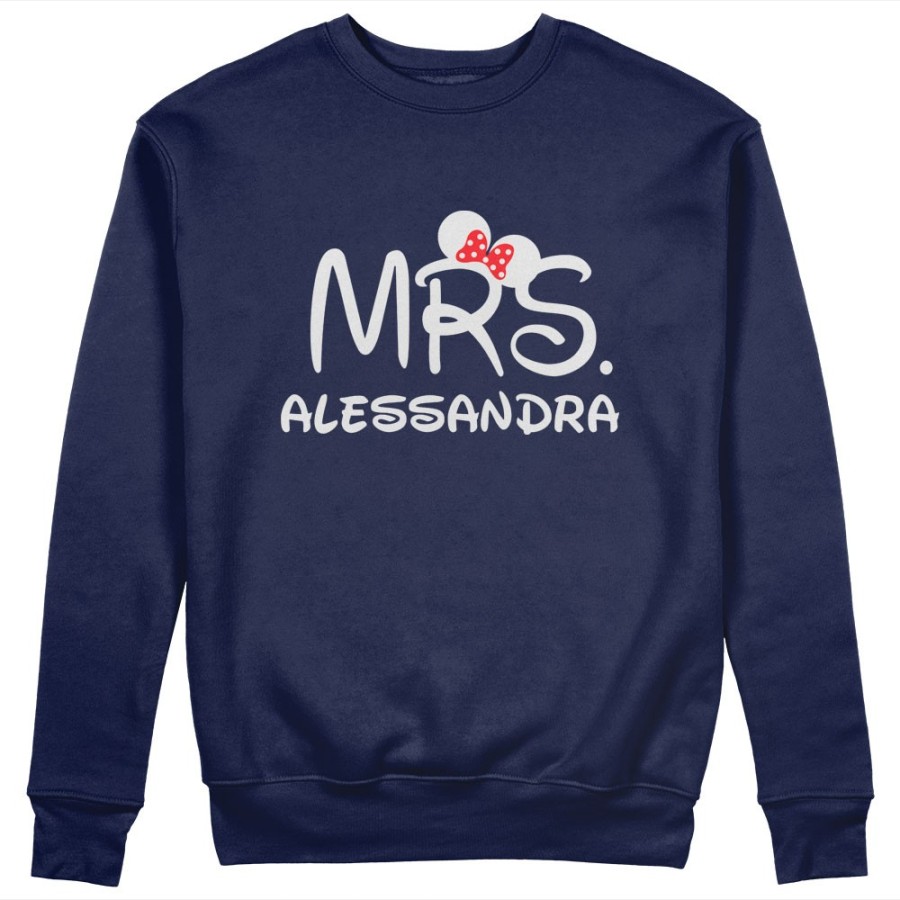 Felpa donna personalizzabile con nome mrs con orecchie Love