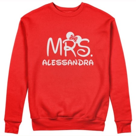 Felpa donna personalizzabile con nome mrs con orecchie Love