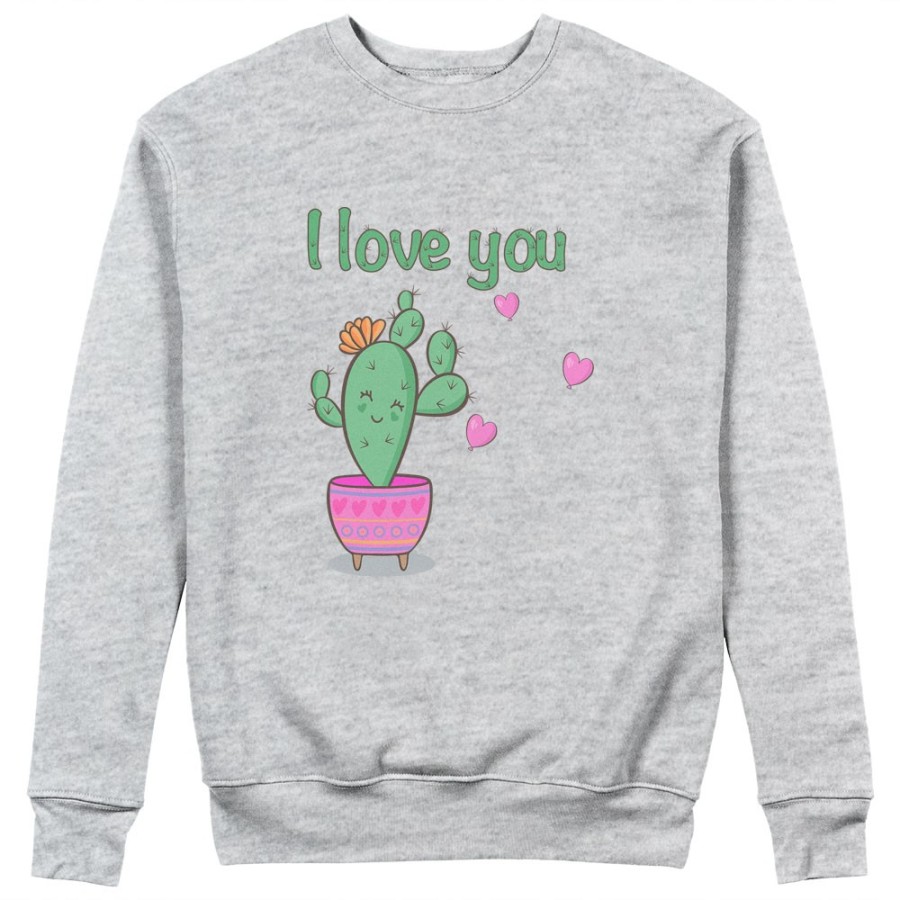 Felpa donna personalizzabile con nome cactus fiorellino i love you Love