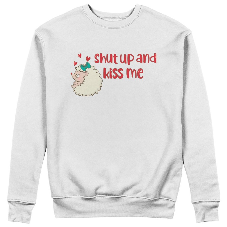 Felpa donna personalizzabile con nome riccio shut up and kiss me Love