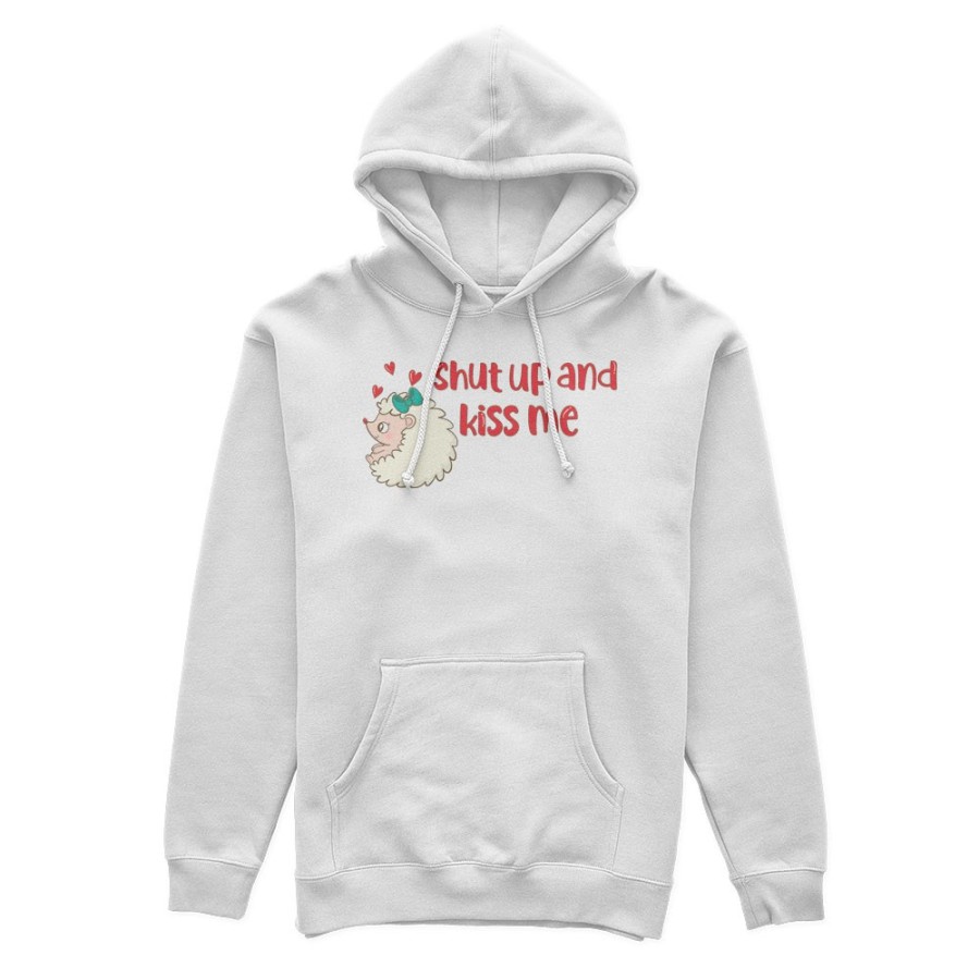 Felpa donna personalizzabile con nome riccio shut up and kiss me Love