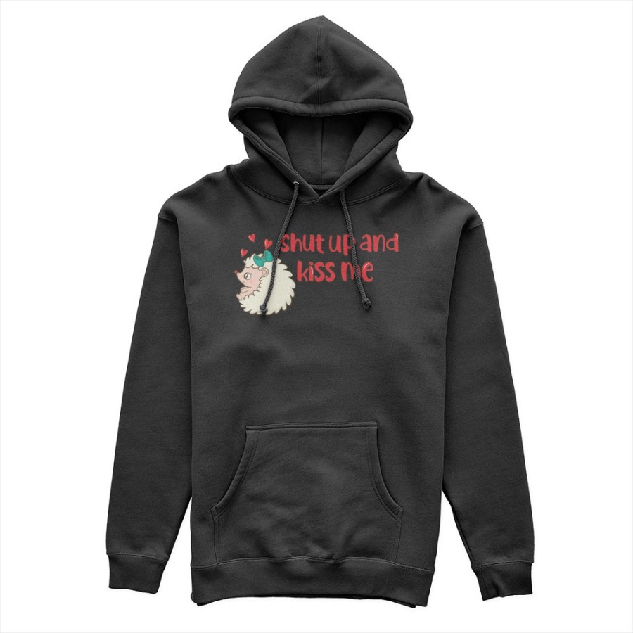 Felpa donna personalizzabile con nome riccio shut up and kiss me Love