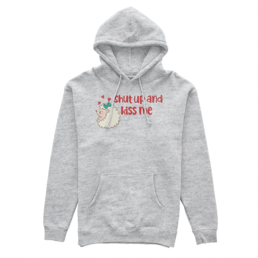 Felpa donna personalizzabile con nome riccio shut up and kiss me Love
