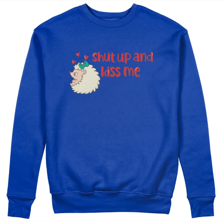 Felpa donna personalizzabile con nome riccio shut up and kiss me Love