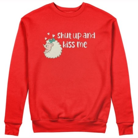 Felpa donna personalizzabile con nome riccio shut up and kiss me Love