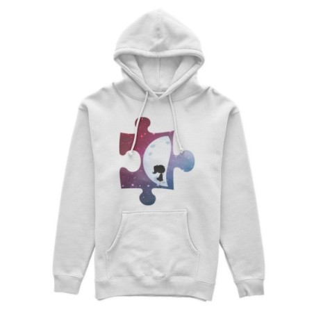 Felpa donna personalizzabile con nome puzzle donna su mezza luna Love