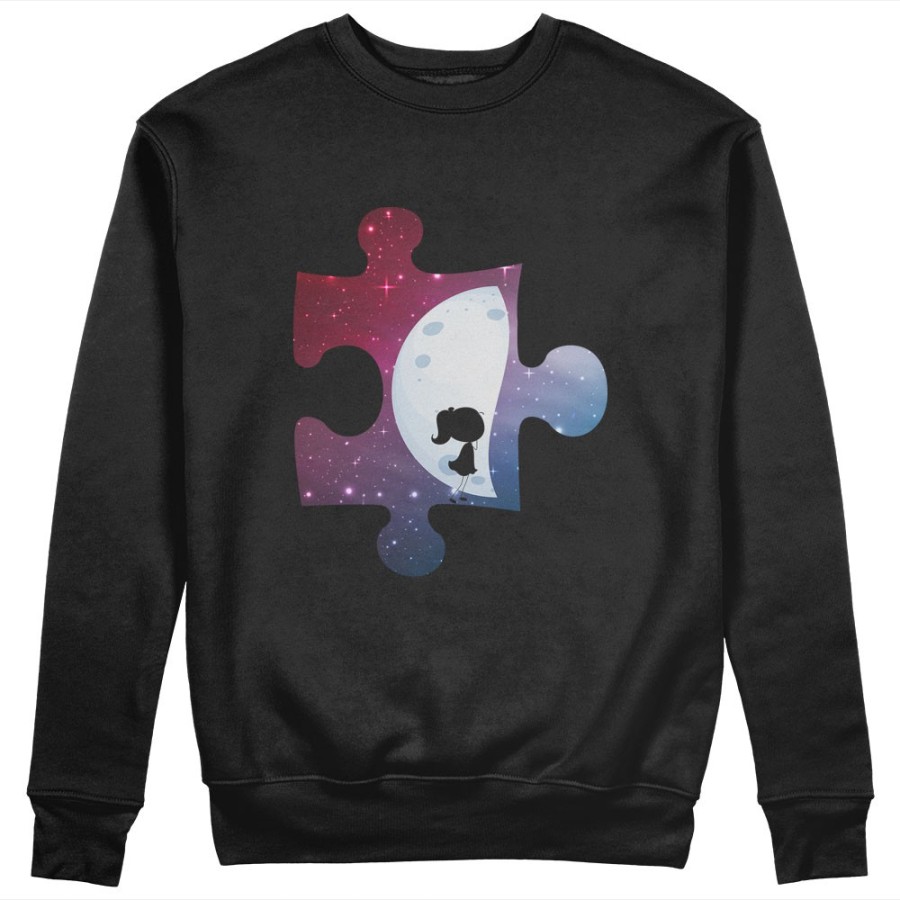 Felpa donna personalizzabile con nome puzzle donna su mezza luna Love