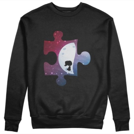Felpa donna personalizzabile con nome puzzle donna su mezza luna Love