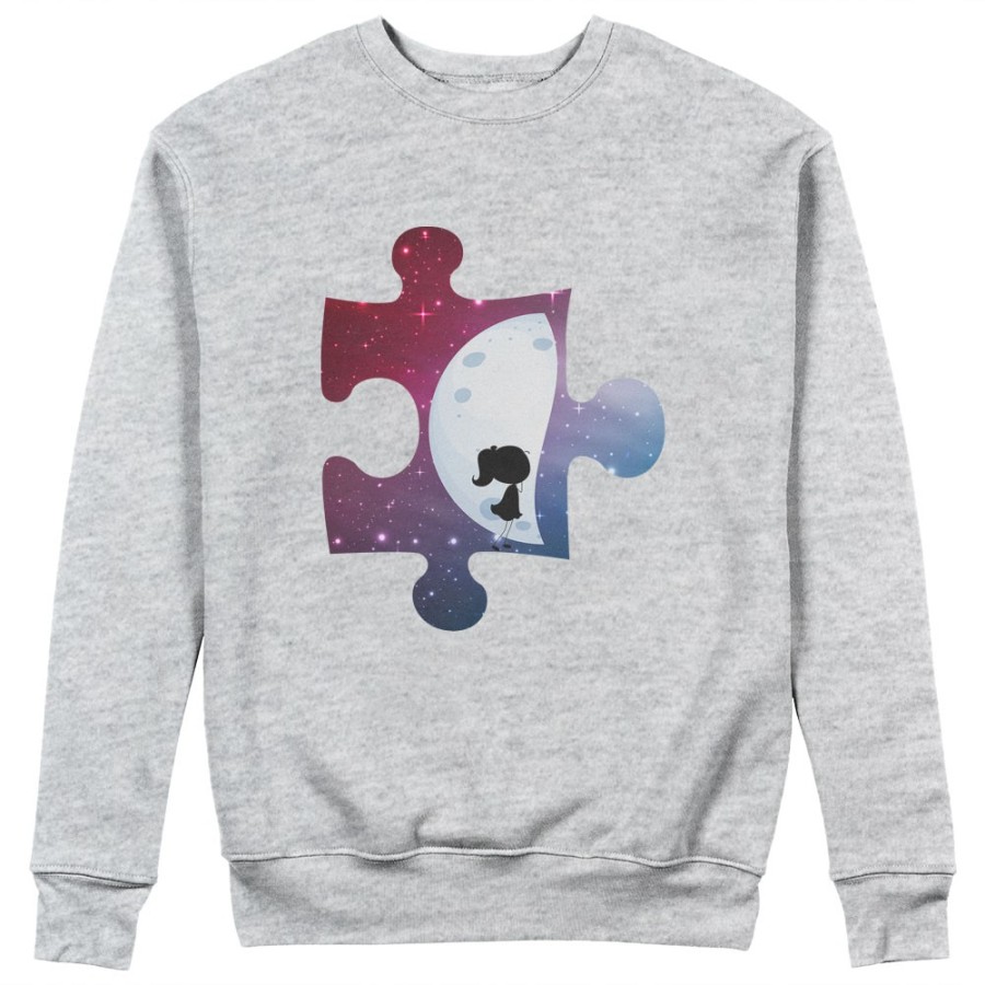 Felpa donna personalizzabile con nome puzzle donna su mezza luna Love