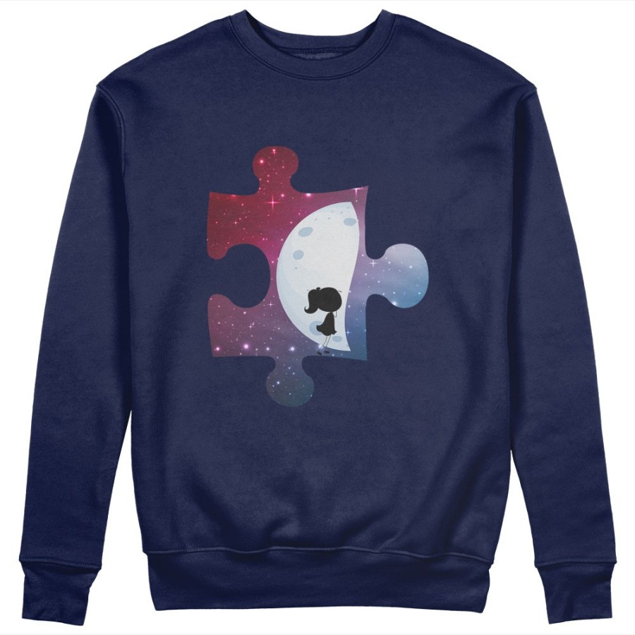 Felpa donna personalizzabile con nome puzzle donna su mezza luna Love