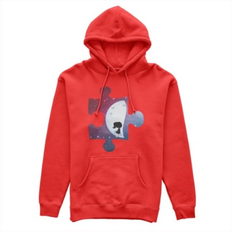 Felpa donna personalizzabile con nome puzzle donna su mezza luna Love