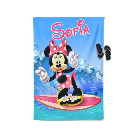 Telo mare personalizzato con nome minnie surf