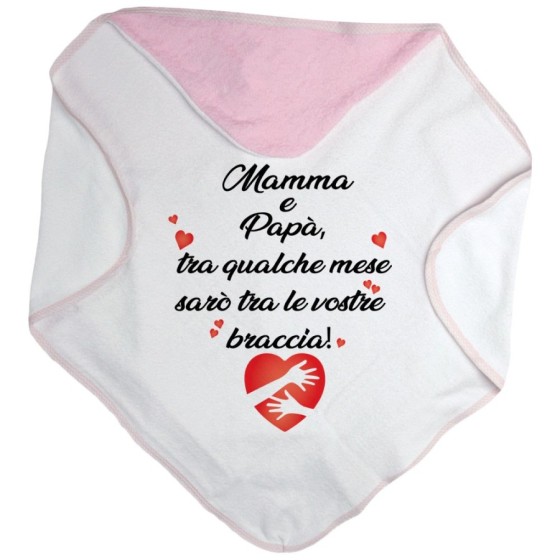 Accappatoio neonato mamma e papà tra qualche mese sarò tra le vostre braccia Per la famiglia