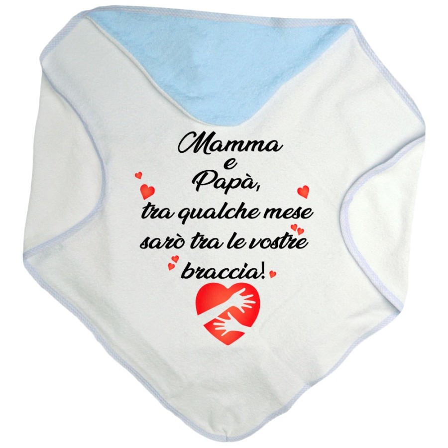Accappatoio neonato mamma e papà tra qualche mese sarò tra le vostre braccia Per la famiglia