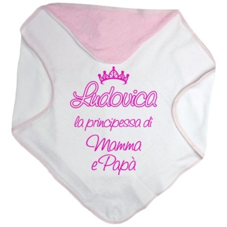 Accappatoio personalizzato con nome sono la principessa...