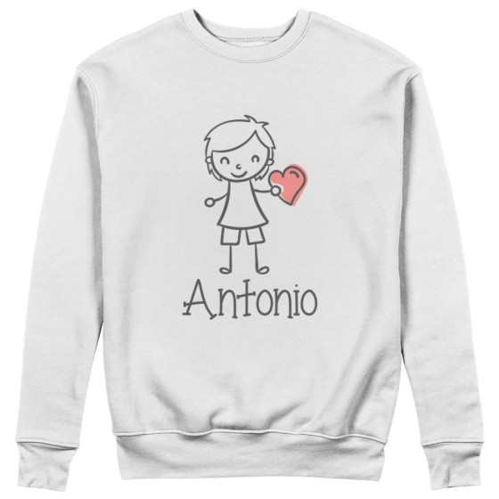 Felpa uomo personalizzata con nome omino con cuore Love