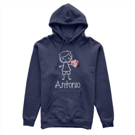 Felpa uomo personalizzata con nome omino con cuore Love