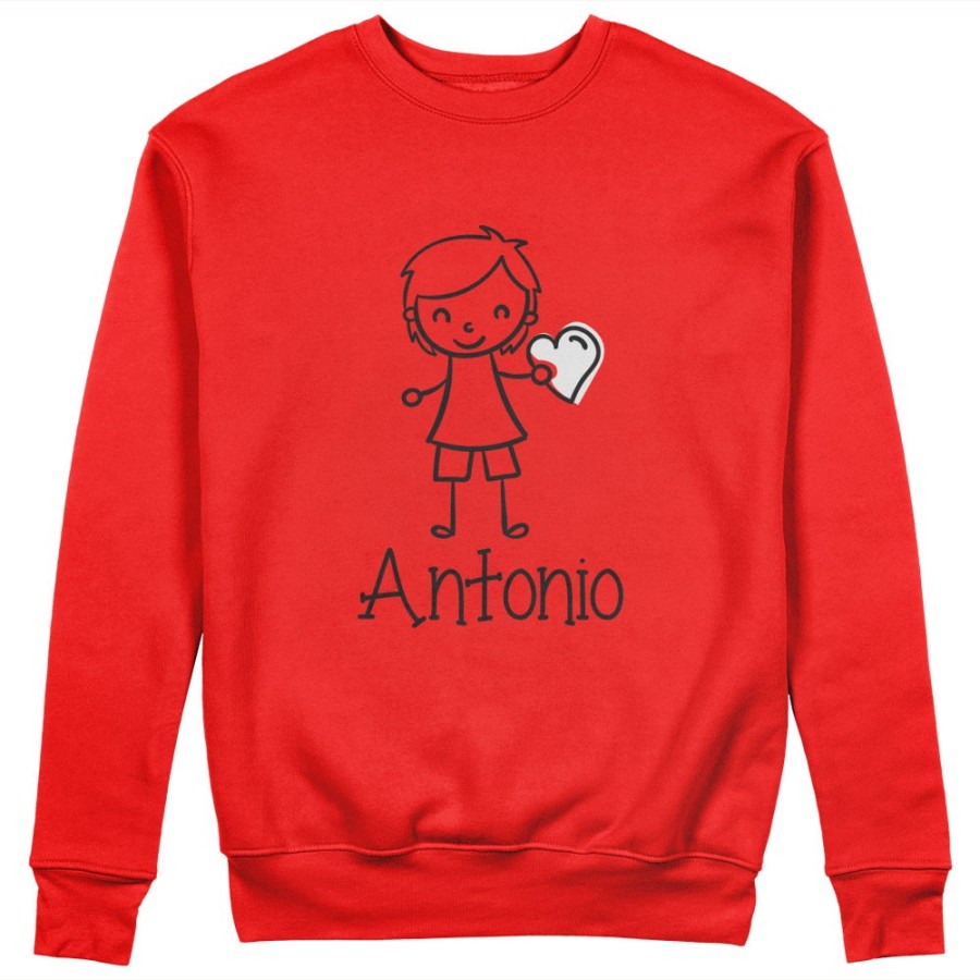 Felpa uomo personalizzata con nome omino con cuore Love