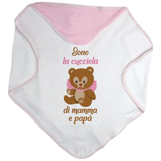 Accappatoio neonato sono il cucciolo la cucciola di mamma e papà Per la famiglia