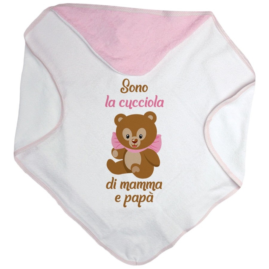 Accappatoio neonato sono il cucciolo la cucciola di mamma e papà Per la famiglia