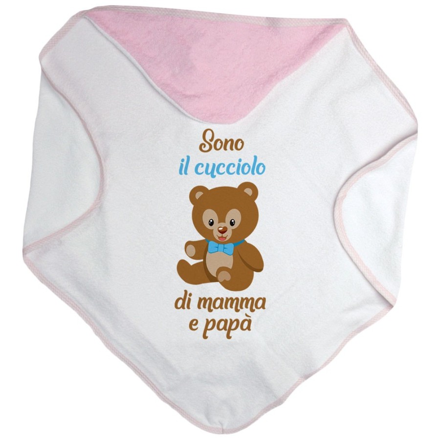 Accappatoio neonato sono il cucciolo la cucciola di mamma e papà Per la famiglia