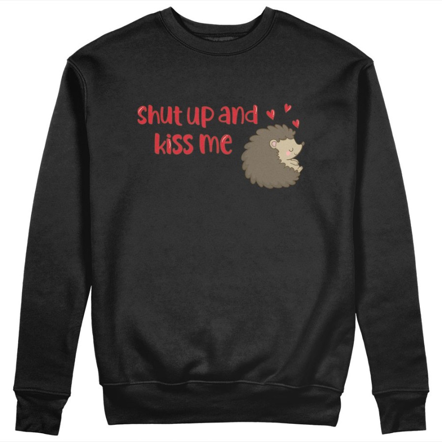 Felpa uomo personalizzabile con nome riccio shut up and kiss me Love