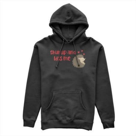 Felpa uomo personalizzabile con nome riccio shut up and kiss me Love