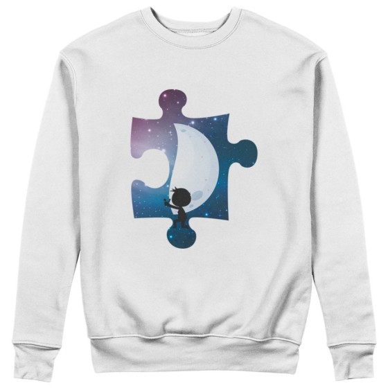 Felpa uomo personalizzabile con nome puzzle uomo su mezza luna Love