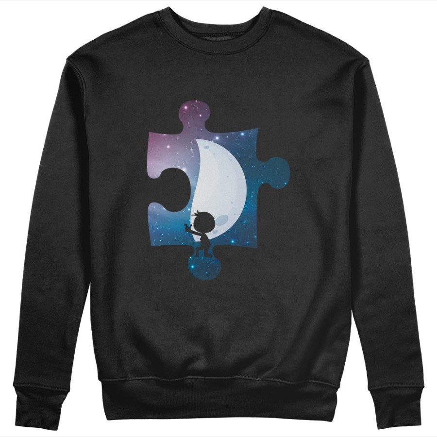 Felpa uomo personalizzabile con nome puzzle uomo su mezza luna Love
