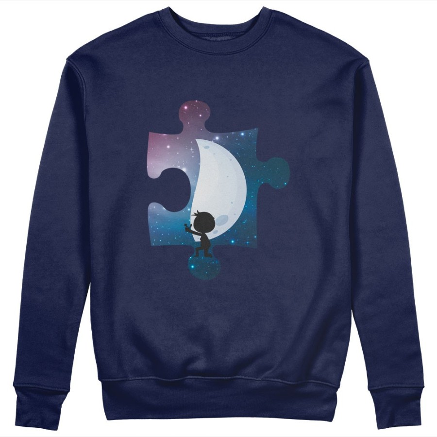 Felpa uomo personalizzabile con nome puzzle uomo su mezza luna Love