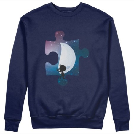 Felpa uomo personalizzabile con nome puzzle uomo su mezza luna Love