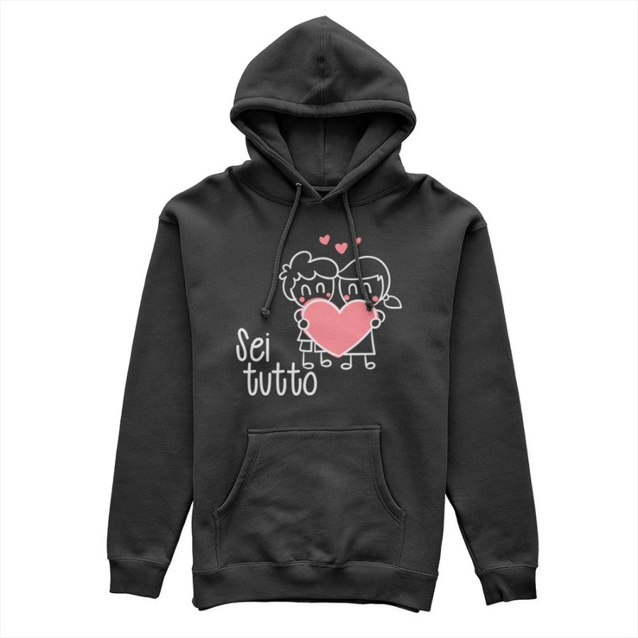Felpa uomo personalizzabile con nome sei tutto con omini e cuore Love