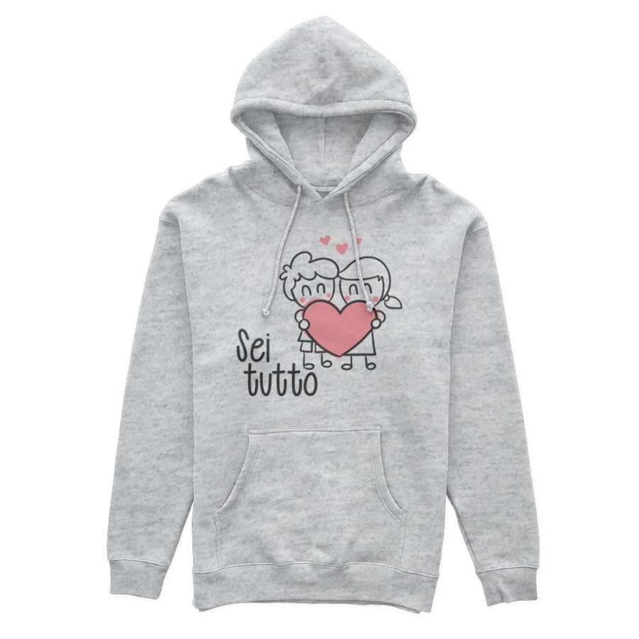 Felpa uomo personalizzabile con nome sei tutto con omini e cuore Love