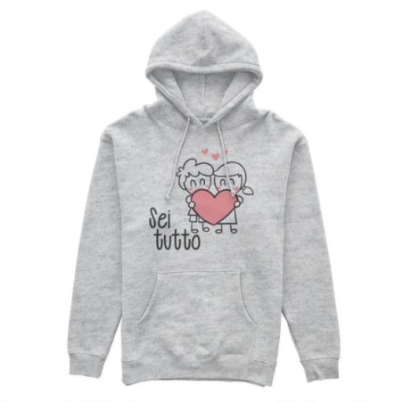 Felpa uomo personalizzabile con nome sei tutto con omini e cuore Love
