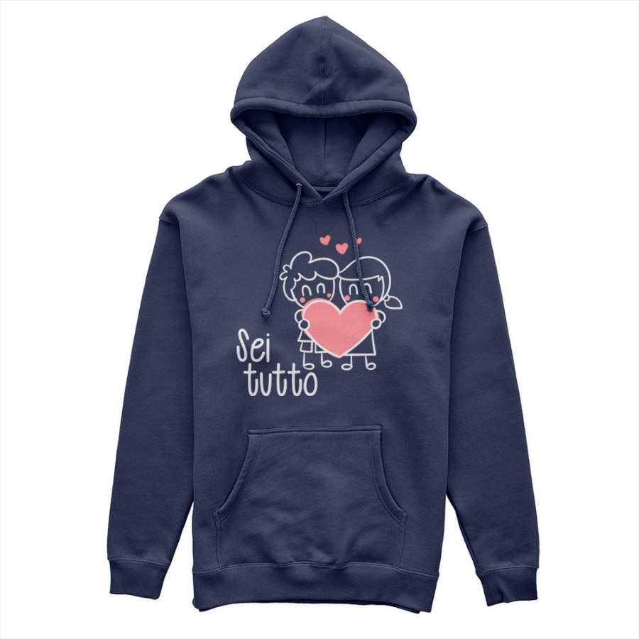 Felpa uomo personalizzabile con nome sei tutto con omini e cuore Love
