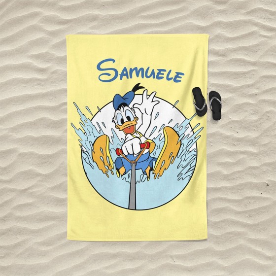 Telo mare personalizzato con nome paperino e gli scii acquatici Cartoon 2