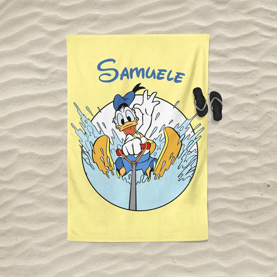 Telo mare personalizzato con nome paperino e gli scii acquatici Cartoon