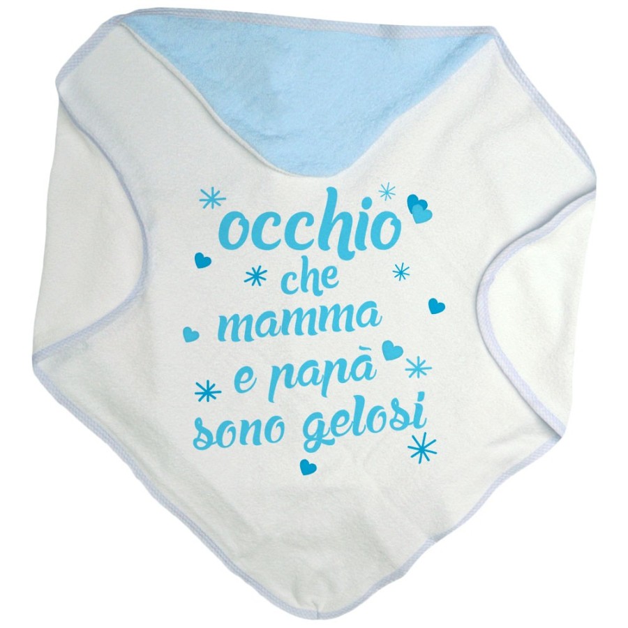 Accappatoio neonato occhio che mamma e papà sono gelosi con cuori e stelle Per la famiglia