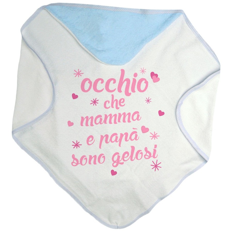 Accappatoio neonato occhio che mamma e papà sono gelosi con cuori e stelle Per la famiglia